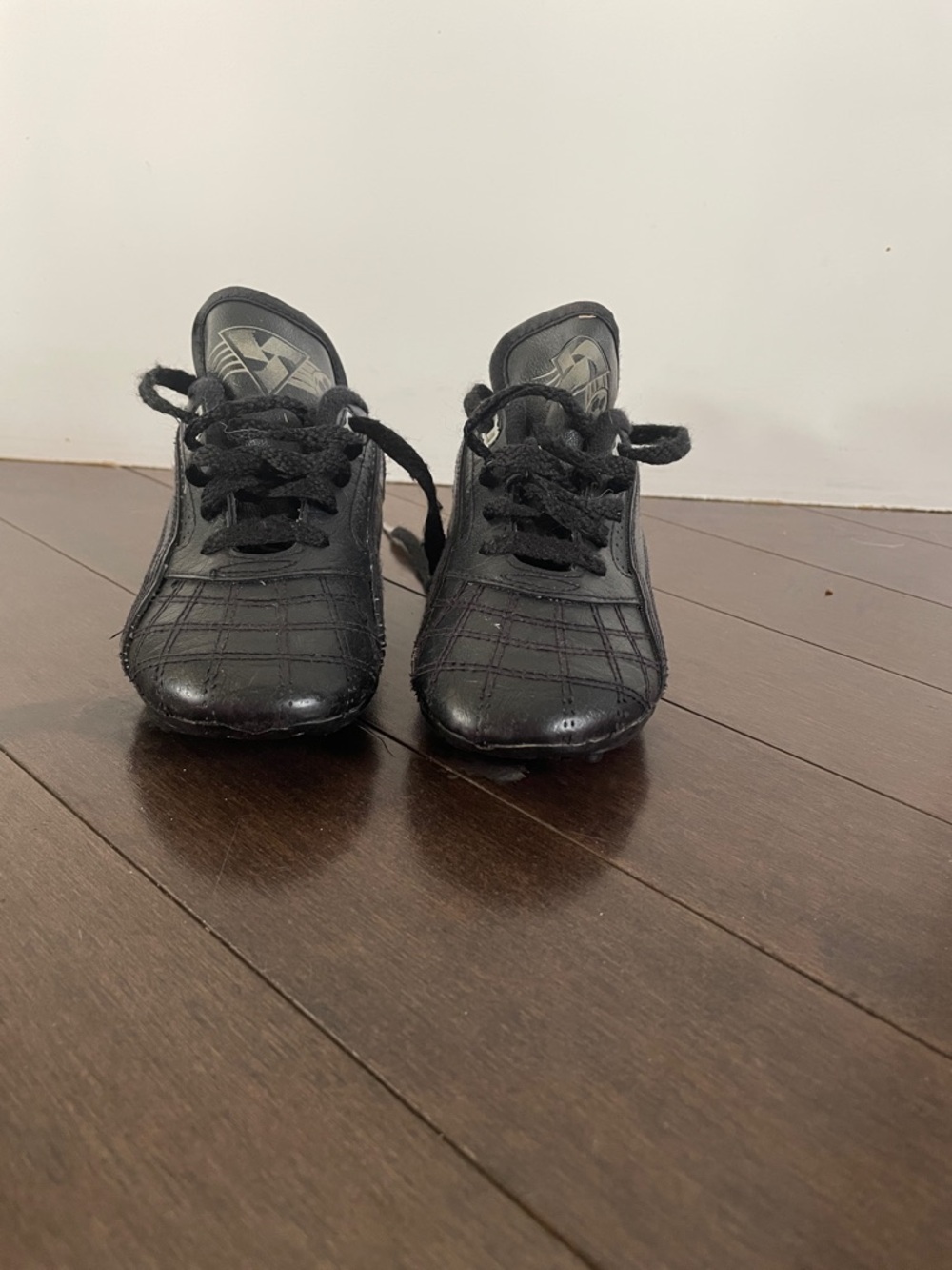 Kids Black Lace-Up Athletic Cleats